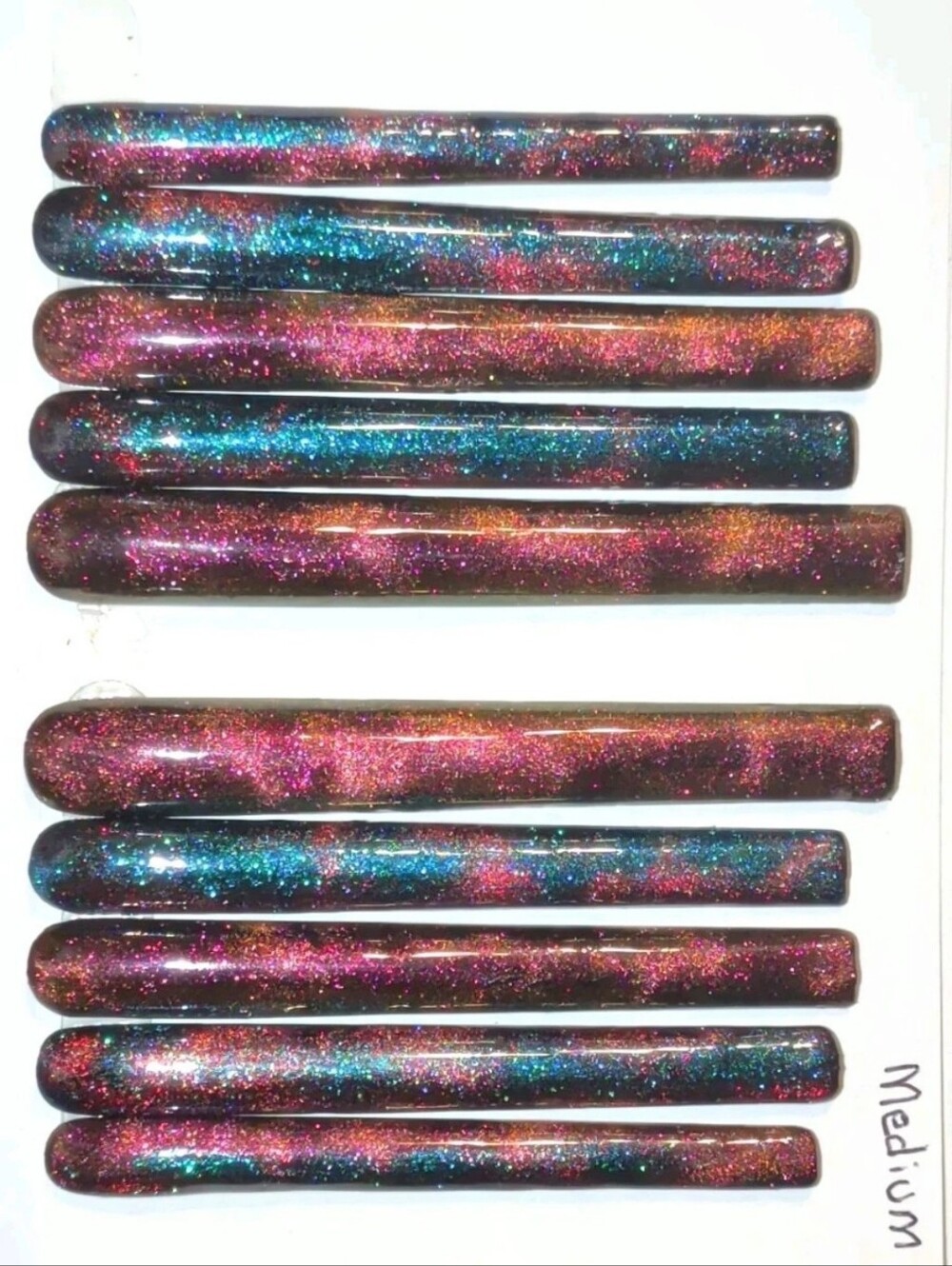 Hand crafted custom Square Cateye 10pc 6xl acrylic press on nails sz Medium - Picture 6 of 17